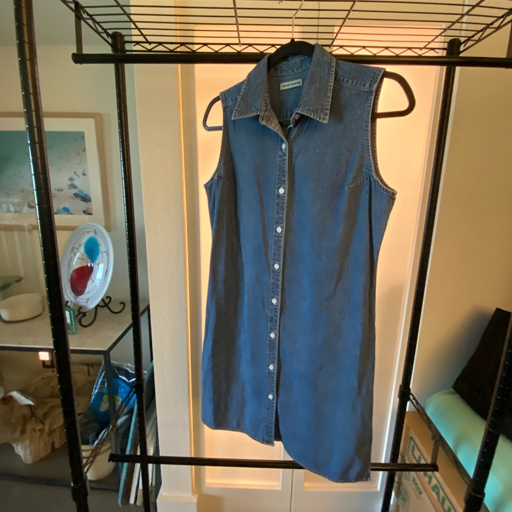 Marsh Landing Denim Dress White Stitching
